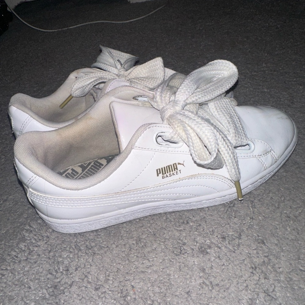 Puma white basket sneakers!